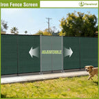 6'x12' privacy fence sets with iron poles outdoor showing dimensions