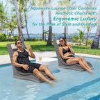 Pool Chairs Set of 2, Fade-Proof for Shallow Water with Headrest | Anti-Floating Pool lounge chairs fit 8–10in baja shelf, tanning chair, all-weather HDPS frame, non-slip build, up to 330 lbs