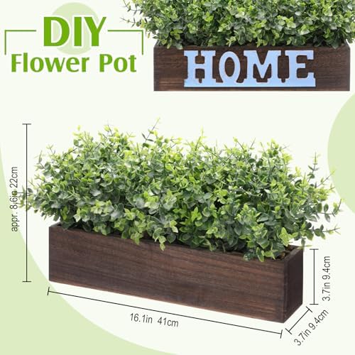 lyrow 2 pack eucalyptus plant,brown,16.1 inch,white frosted pointed shown in use