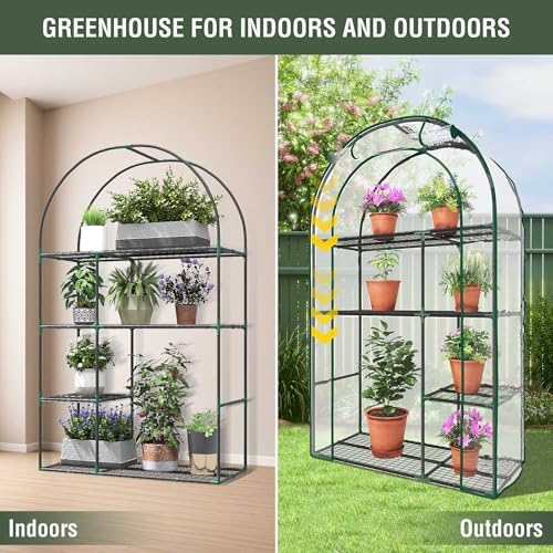 4-tier mini greenhouse for outdoors, 40" x 18", side view