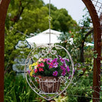 39.7" hanging plant holder,metal heart planter, hanging basket, front angle view