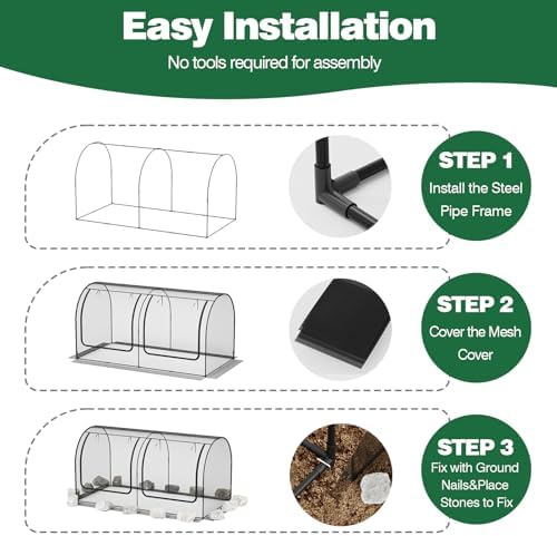 98x49x49in garden plant netting mesh cover for raised, front angle view