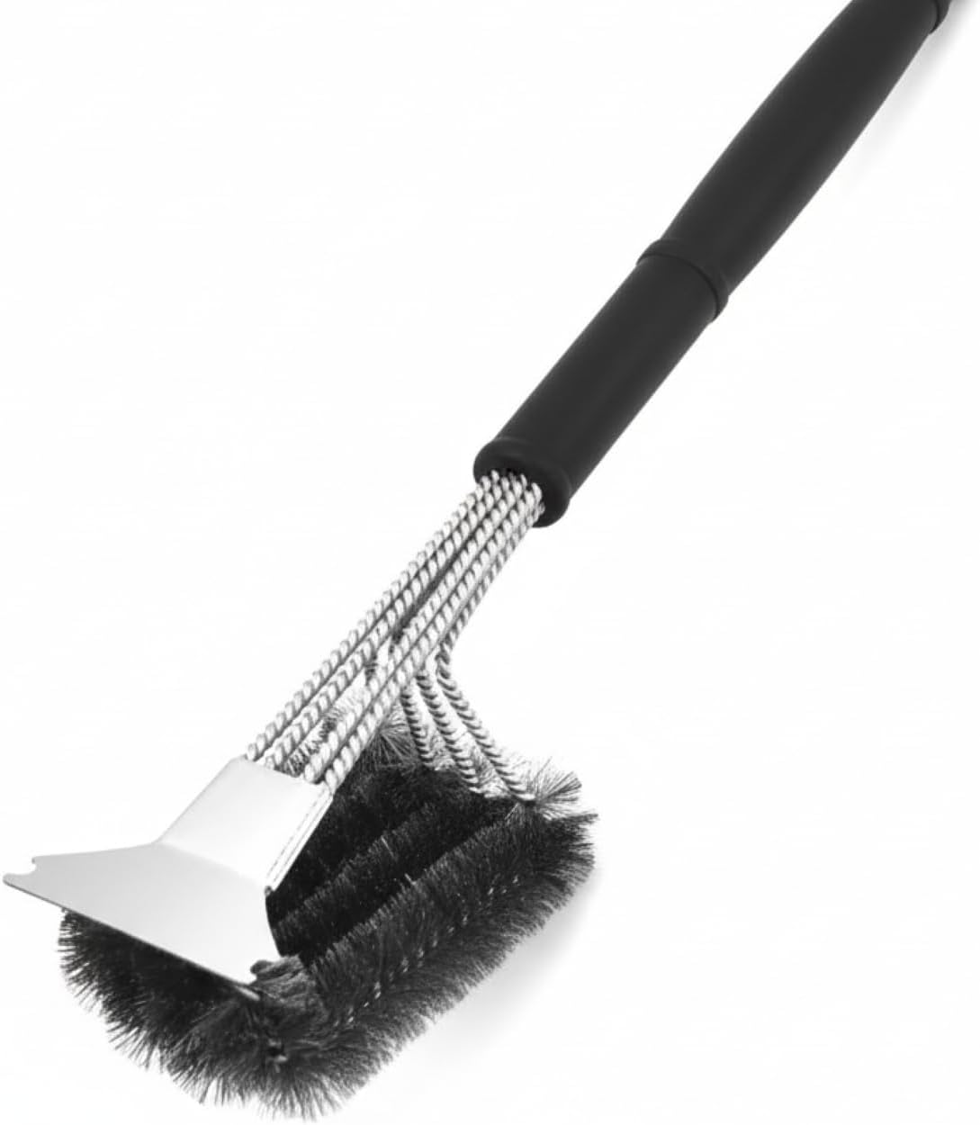 Grill Brush with Scraper, 18" Handle BBQ Accessories for Outdoor Grill, Safe Wire Scrubber, Universal Fit BBQ Cleaner for All Grates