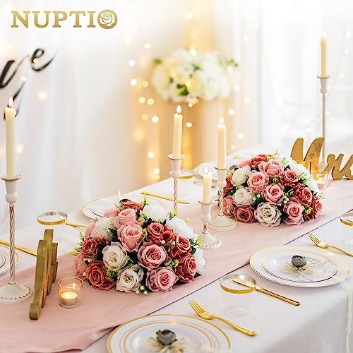 nuptio large artificial flower centerpieces: dusty rose &, side view