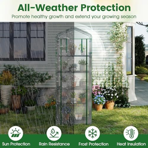 giantex mini greenhouse indoor outdoor, 27" x 19" shown in use