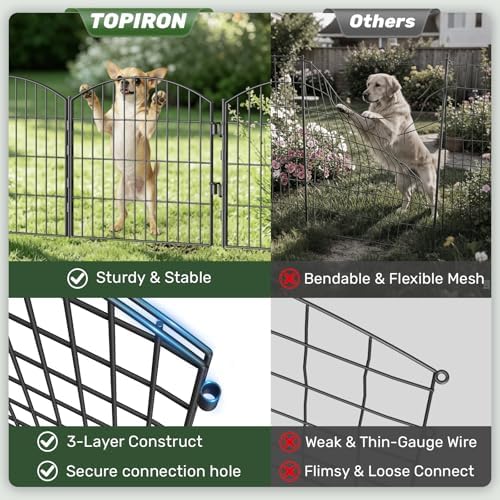 3-layer garden fence with gate 10 panel 24in, close-up detail