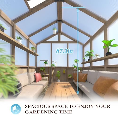 yardenaler 8x16 ft greenhouse for outdoor, 6mm thick showing dimensions