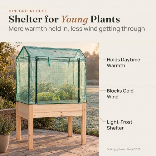 backyard expressions elevated raised garden bed with greenhouse showing dimensions