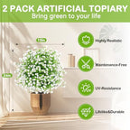 enven white artificial flowers for outdoors, 2 pack, close-up detail