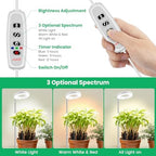 Aokrean Grow Lights for Indoor Plants, 3.5in Full Spectrum with Base 2 Pack | 48LEDs Halo Plant Light for Small Plants, Base/Soil Insert, 6.5-26in Adjustable, 3 Spectra, 3/9/12H Timer, 10 Brightness