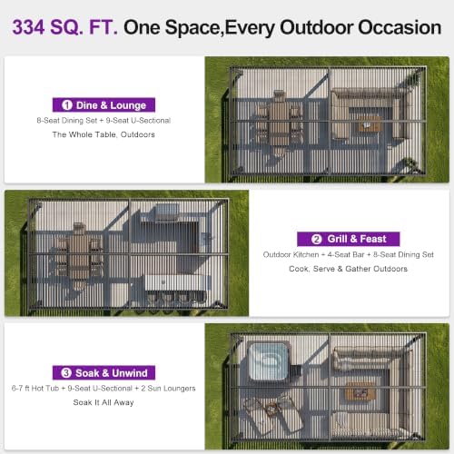 purple leaf 92ks outdoor pergola 13' x 25', side view