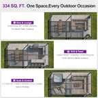 purple leaf 92ks outdoor pergola 13' x 25', side view