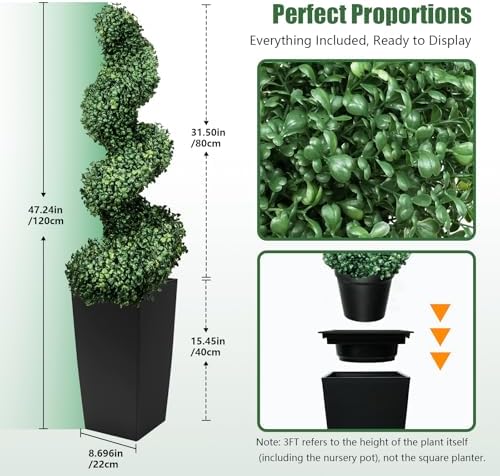 mavis's diary artificial spiral topiary trees 4ft, set shown in use