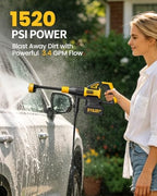 cordless pressure washer battery powered, handheld cordless power shown in use