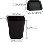 OJYUDD 24 Pack 3 Inch Black Nursery Pot Flower Pots Square Plastic Plant Pot Plastic Starter Pots with Saucer Basket Indoor Outdoor for Your Room,Garden Office and Balcony Decor