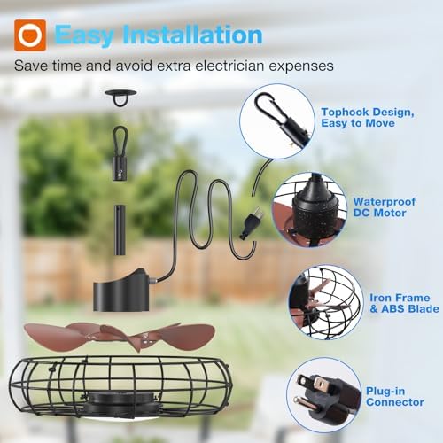 addlon 20" outdoor ceiling fan with light for, package contents