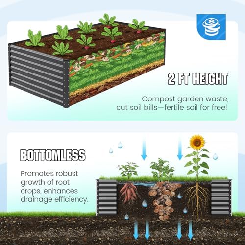 quictent raised garden bed with cover galvanized planter, view 9