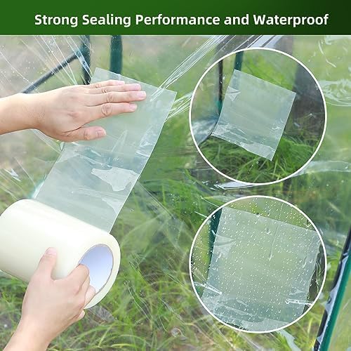 ohuhu greenhouse for outdoors with screen windows+greenhouse repair, front angle view