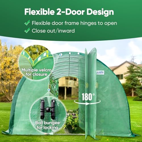 quictent 20x10x6.6ft tunnel greenhouse for outdoors with 2, close-up detail