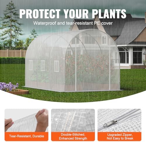 vevor walk-in tunnel greenhouse, 9.6x6.4x6.2 ft hoop house, close-up detail