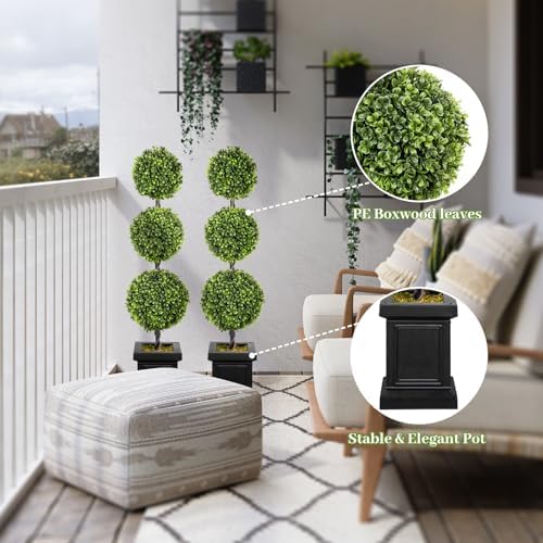 3.5ft topiary trees artificial outdoor with sturdy pot, side view