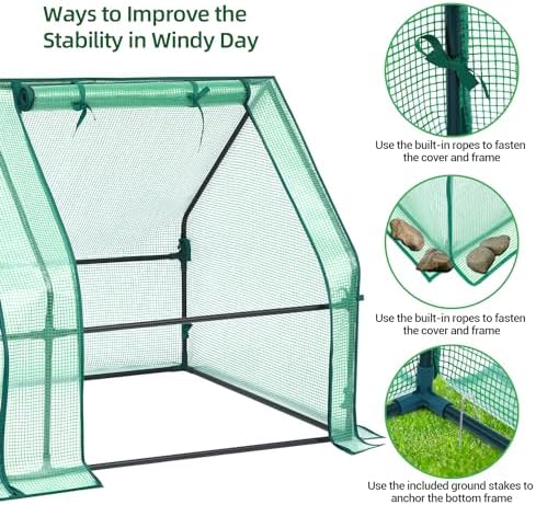 ohuhu portable mini greenhouse, 71"x36"x36" greenhouses for outdoors, close-up detail