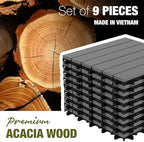 acacia interlocking deck tiles, 12in, 9pcs outdoor flooring, package contents