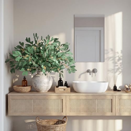 artificial eucalyptus stems, 18.5" realistic fake greenery branches showing dimensions