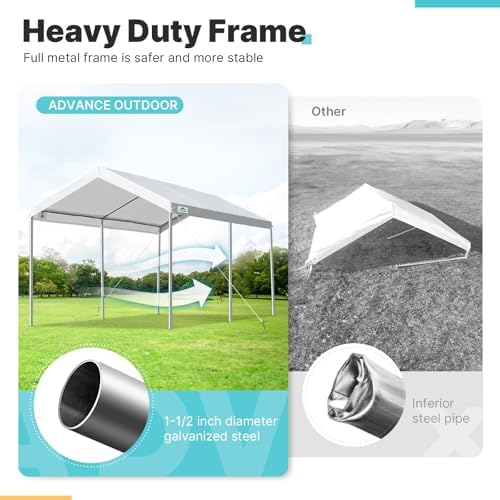 advance outdoor adjustable 10x15 ft heavy duty carport, close-up detail