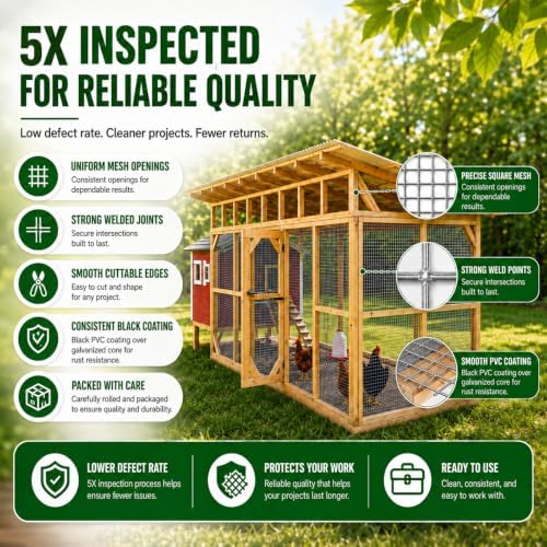 Hardware Cloth 1/2 inch Chicken Wire Fencing 48 x 100 Ft 19-Gauge | Hot-dip Galvanized After Welding Chicken Wire Mesh Roll Rat Wire Gopher Mesh Garden Fencing
