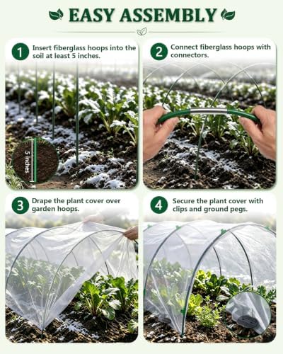 winter plant covers freeze protection kit, 10x33ft frost, package contents
