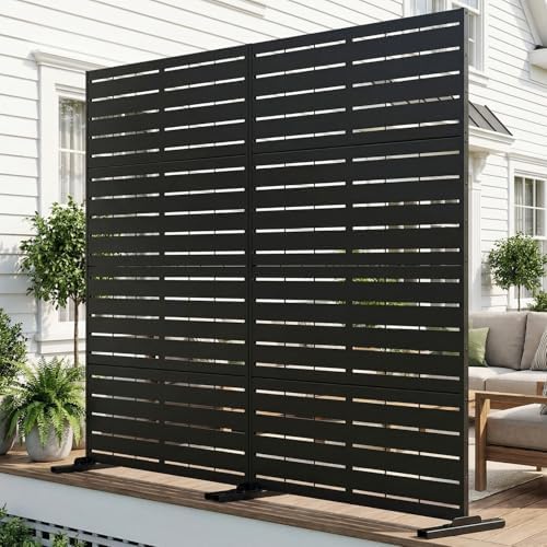 sunyrisy 2pack metal outdoor privacy fence screen for, main product view