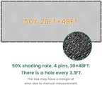 shade cloth, 20ft x 48ft 50% black outdoor shown in use