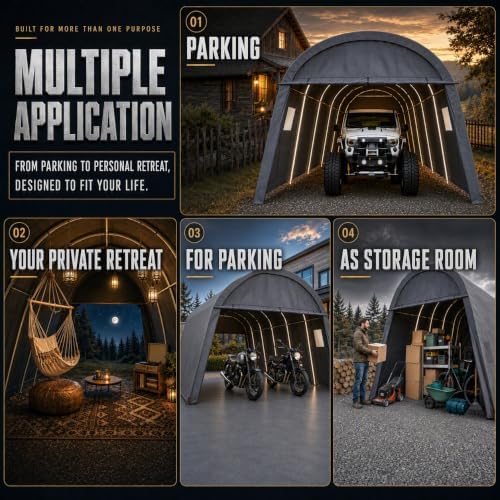 cobizi carport 12x20 heavy duty storage shelter shed showing dimensions