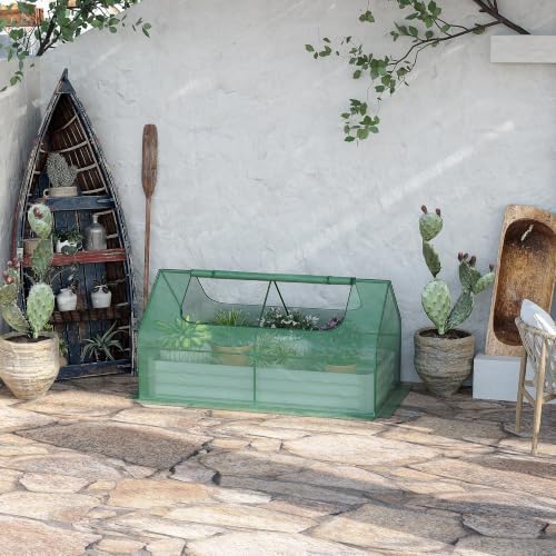 outsunny 6 x 3 x 1ft metal planter shown in use
