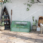 outsunny 6 x 3 x 1ft metal planter shown in use