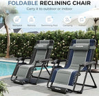 UDPATIO Oversized Zero Gravity Chair Outdoor Patio Folding Recliner | 33in Adjustable Anti Gravity Padded Lounge Chair with Cup Holder, Foot Rest & Headrest for Camping Garden Indoor Black/Gray