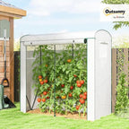 outsunny mini greenhouse portable roll-up door 78.7" x shown in use