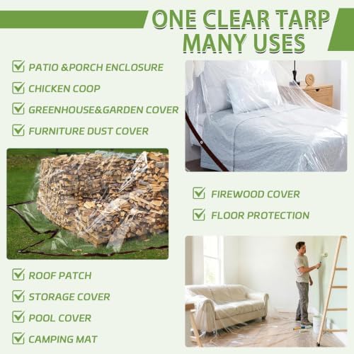 clear tarp with grommets 8x12 ft,10 mil waterproof, package contents