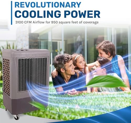 hessaire mc37m 3100cfm evaporative cooler, side view