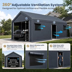 phi villa 13x24ft portable garage carport, car tents, side view