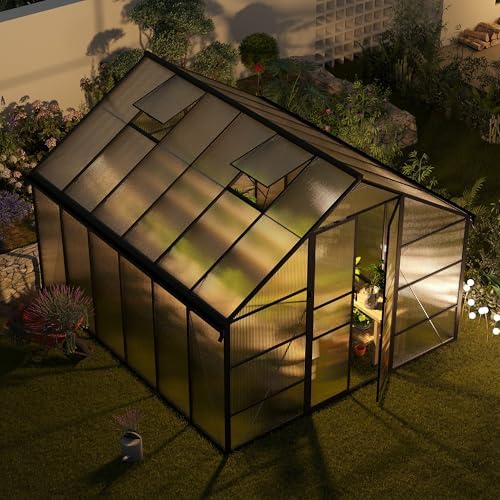 10x12 ft greenhouse for outdoors, polycarbonate greenhouse with, close-up detail