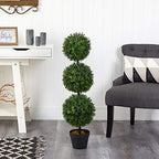 nearly natural 36 in artificial triple ball boxwood, front angle view
