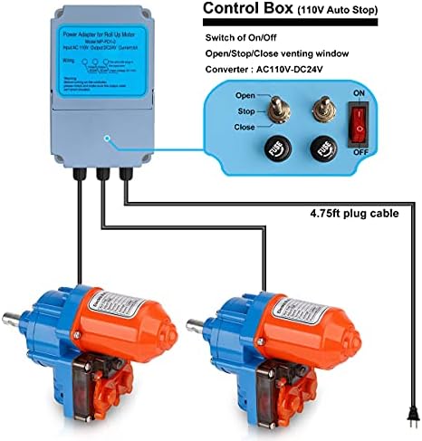 uygalaxy greenhouse film roll up motors with limit shown in use