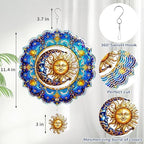 Sun and Moon Wind Spinners Outdoor Hanging - 12 inch Sun Outdoor Metal Decor Birthday Gifts for Women Mom Grandma,3D Wind Sculptures Art for Yard and Garden Patio Lawn Balcony Porch Decorations
