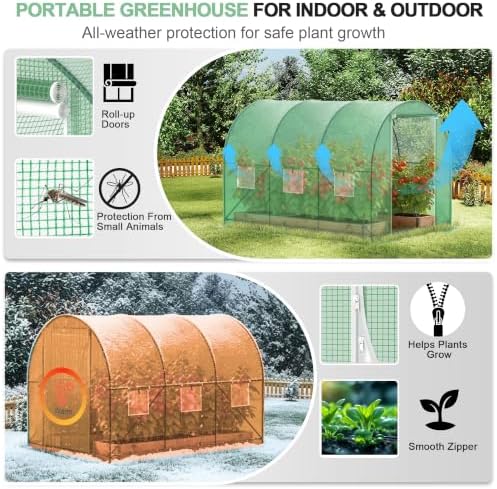 greenhouses for outdoors heavy duty 10x7x7 ft portable, close-up detail