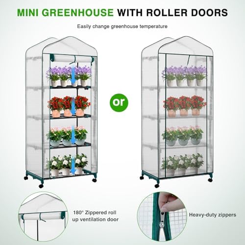 yesker mini greenhouse 27"x20"x63" portable indoor / outdoor, close-up detail