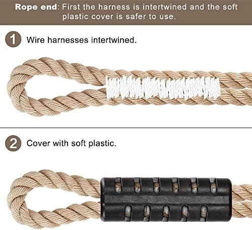 SELEWARE 3ft Tree Swing Rope, Adjustable Hammock Straps Hanging Kit | Quick Easy Installation, Fits Tree Branches, Beige 2 Pack, Ideal for Indoor Outdoor Use, Camping, Hammock Chairs and Swings