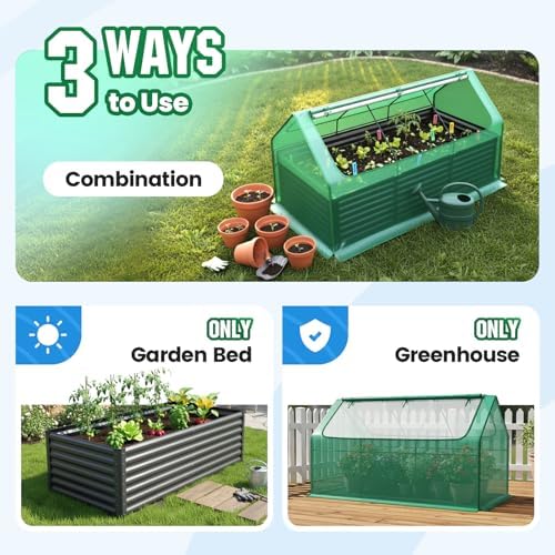 quictent raised garden bed with cover galvanized planter, close-up detail