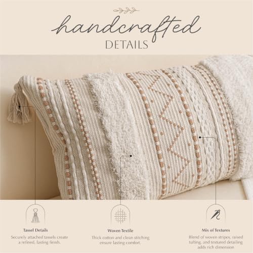 blissblush 14x36 lumbar pillow cover for bed, rectangular, close-up detail